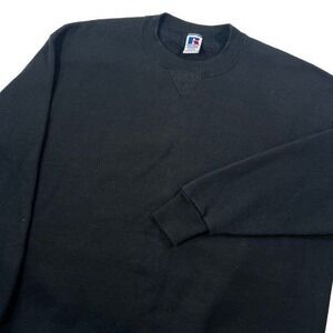 Vintage 90s Russell Athletic Crewneck Sweatshirt Men 3XL Black Blank Made In USA